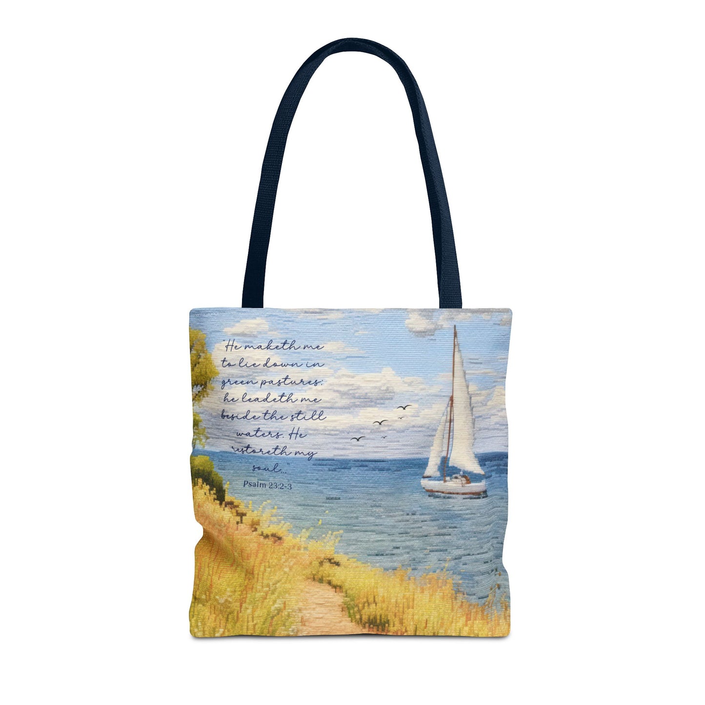Psalm 23, Bible study tote bag, Christian tote, Weekender bag , Scripture tote , Beach tote bag, Coastal tote, Church bag, Gift for Friend.