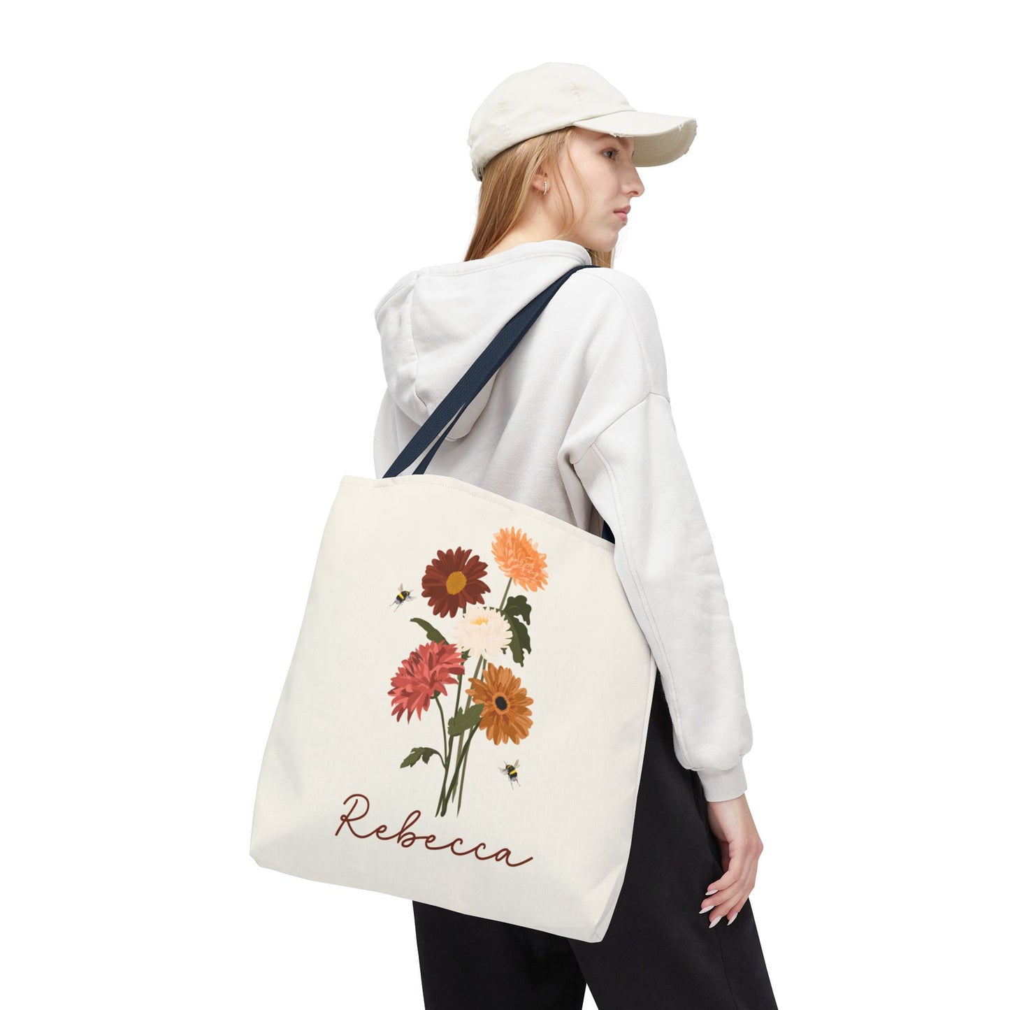 Personalized tote bag, Wildflower tote bag, Teacher tote bag, Custom Bridesmaid tote bag, Book lovers Bag, Personalized gift,  Flower tote.