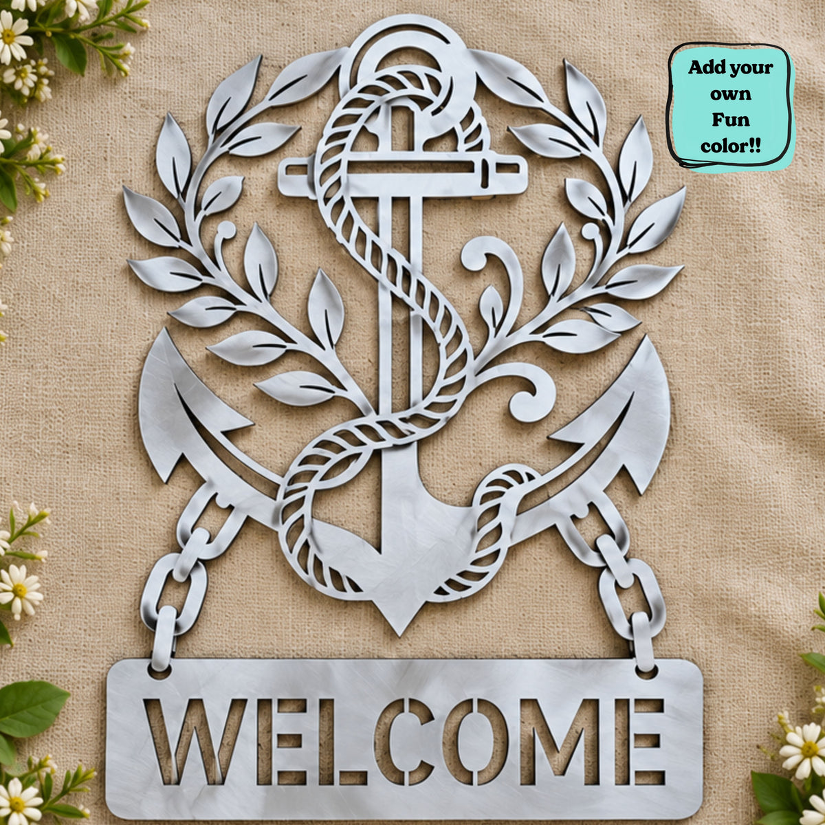 Personalized Nautical Metal Sign, Anchor Welcome Sign, Custom Family Name Sign, Beach House Decor, Coastal Address Sign, Boat lovers' gift.