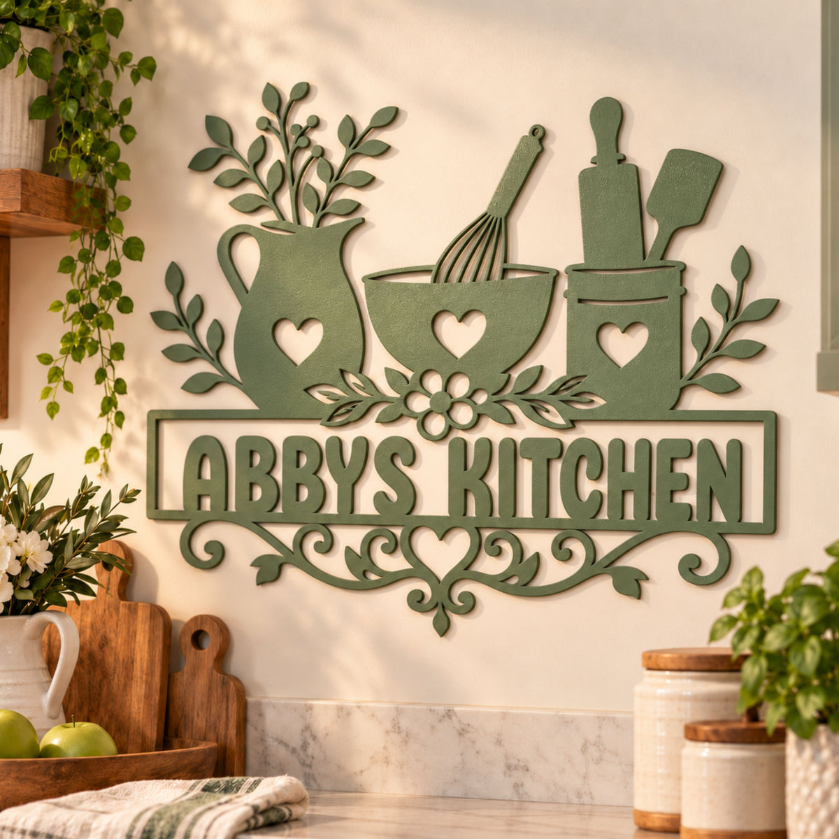 Personalized Kitchen Metal Sign, Custom Grandma Nana Kitchen Decor, Farmhouse Wall Art, Gift for Mom, Personalized Kitchen Gift, Home decor.