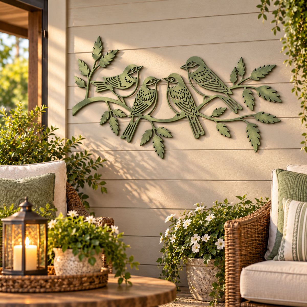 Birds on Branch Metal Art, Four Birds Metal Sign, Bird Lover Gift, Nature Inspired Wall Decor, Rustic Farmhouse Garden Decor, Nature lovers.