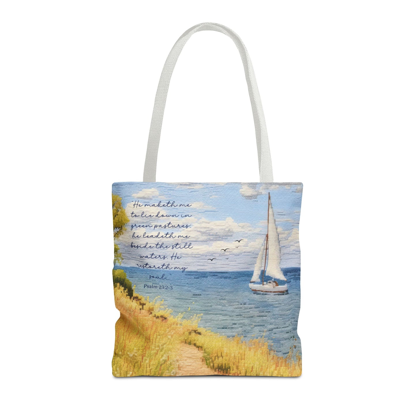 Psalm 23, Bible study tote bag, Christian tote, Weekender bag , Scripture tote , Beach tote bag, Coastal tote, Church bag, Gift for Friend.