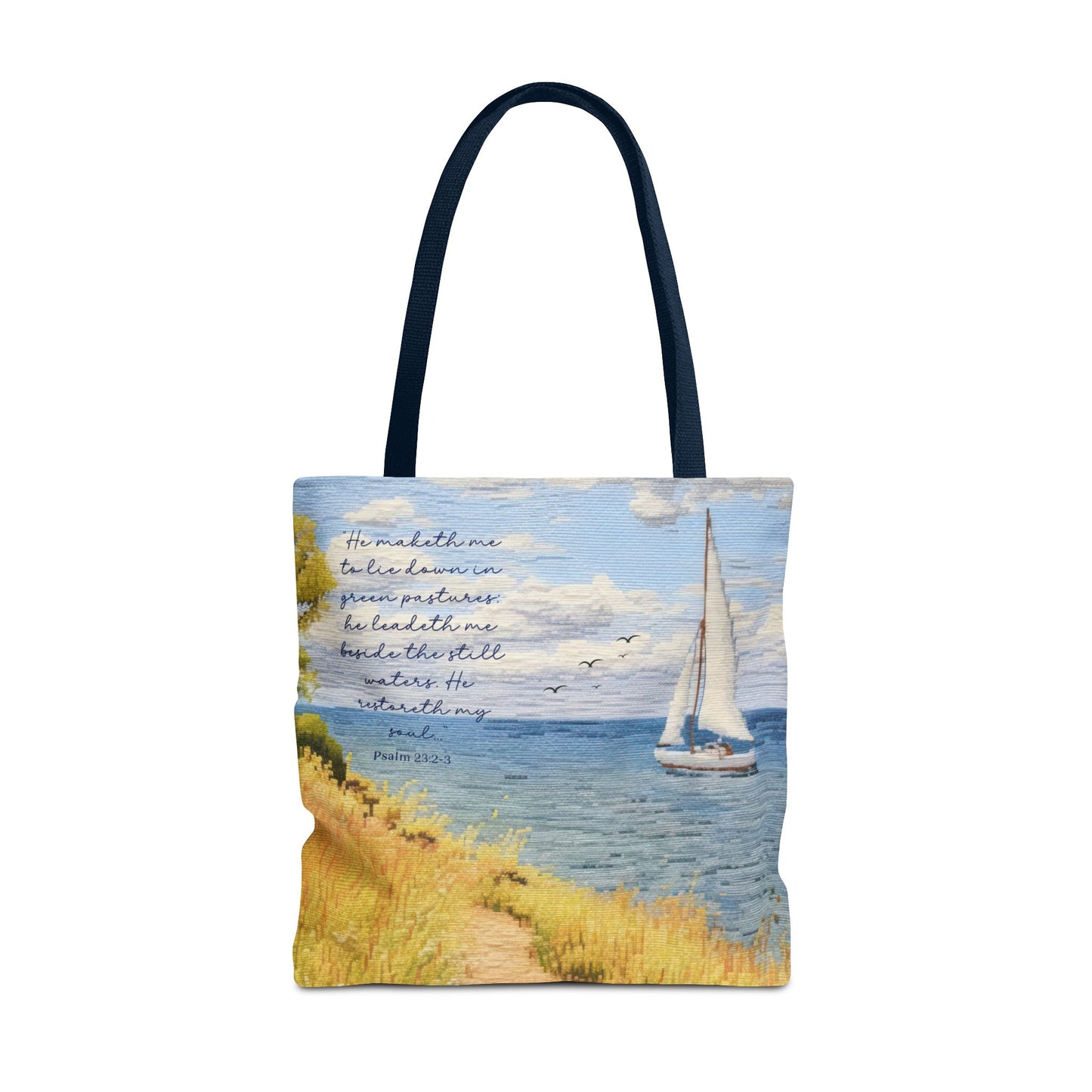 Psalm 23, Bible study tote bag, Christian tote, Weekender bag , Scripture tote , Beach tote bag, Coastal tote, Church bag, Gift for Friend.