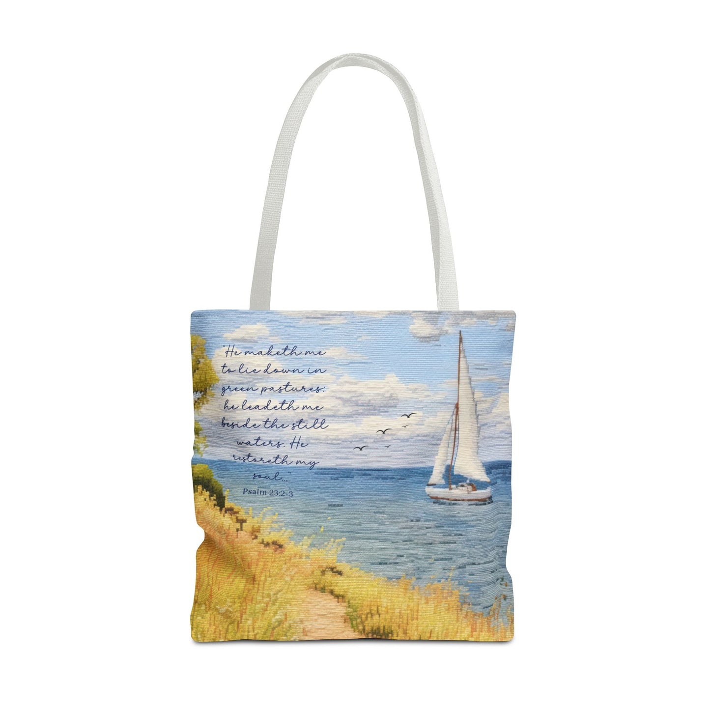 Psalm 23, Bible study tote bag, Christian tote, Weekender bag , Scripture tote , Beach tote bag, Coastal tote, Church bag, Gift for Friend.