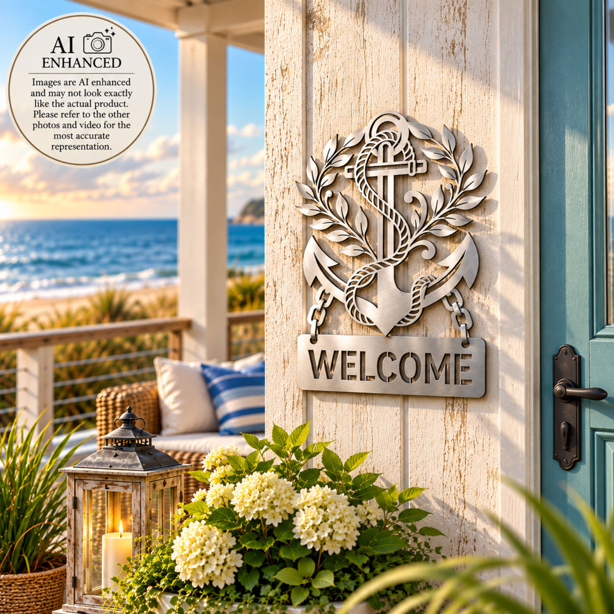 Personalized Nautical Metal Sign, Anchor Welcome Sign, Custom Family Name Sign, Beach House Decor, Coastal Address Sign, Boat lovers' gift.