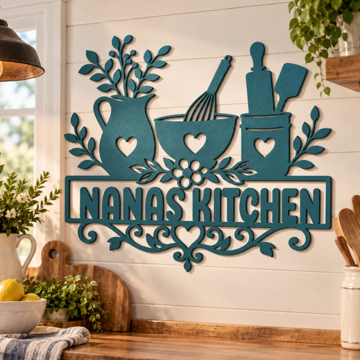 Personalized Kitchen Metal Sign, Custom Grandma Nana Kitchen Decor, Farmhouse Wall Art, Gift for Mom, Personalized Kitchen Gift, Home decor.