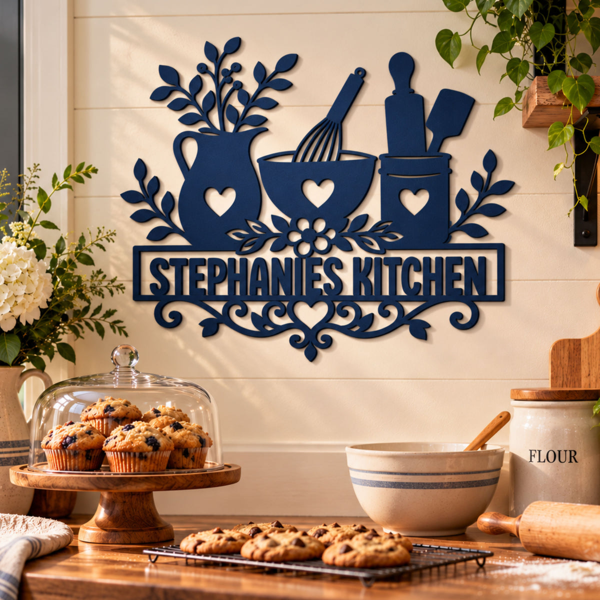 Personalized Kitchen Metal Sign, Custom Grandma Nana Kitchen Decor, Farmhouse Wall Art, Gift for Mom, Personalized Kitchen Gift, Home decor.