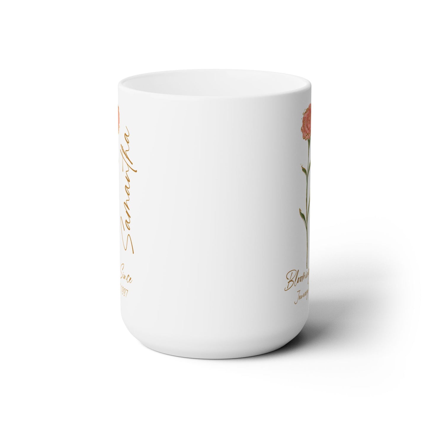 Personalized Birth Flower Mug with Name & Date, Custom Birthday Coffee Cup, Floral Gift for Her, Birth Month Flower Mug, Meaningful Keepsake