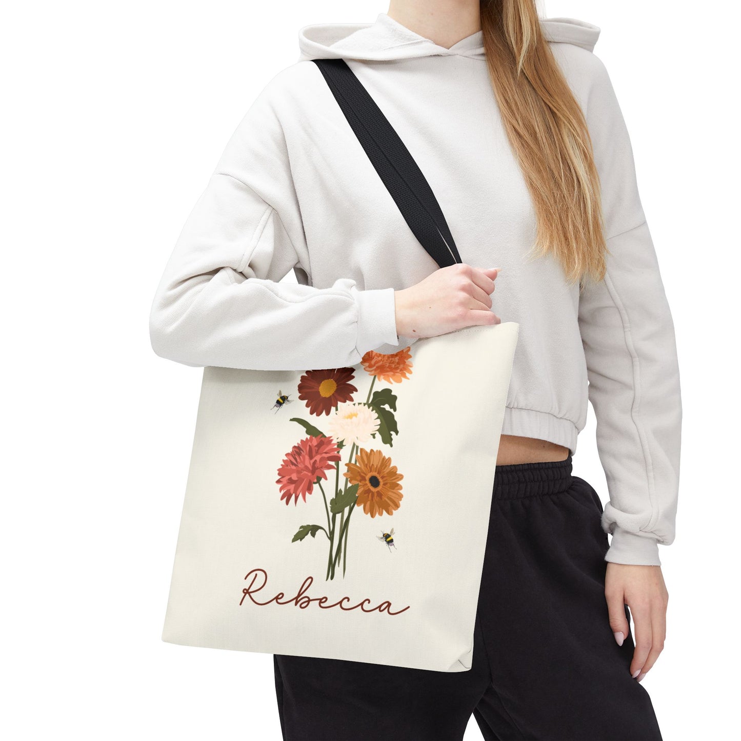 Personalized tote bag, Wildflower tote bag, Teacher tote bag, Custom Bridesmaid tote bag, Book lovers Bag, Personalized gift,  Flower tote.