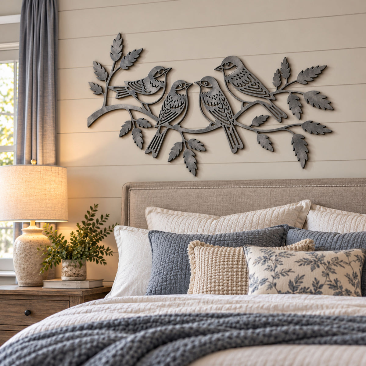 Birds on Branch Metal Art, Four Birds Metal Sign, Bird Lover Gift, Nature Inspired Wall Decor, Rustic Farmhouse Garden Decor, Nature lovers.
