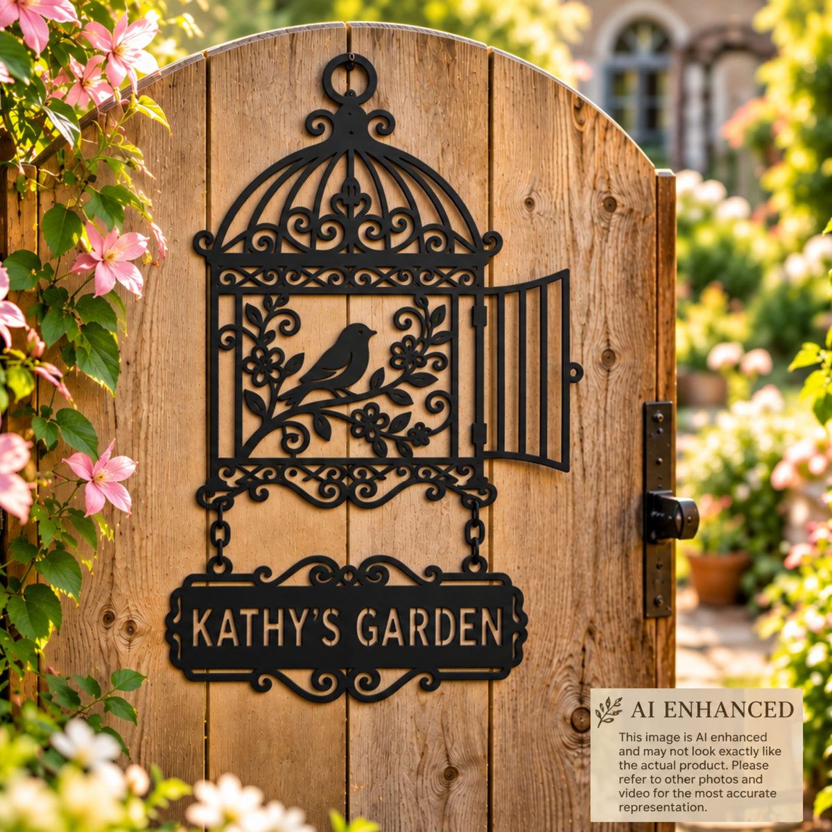 Personalized Metal Welcome Sign, Birdcage Wall Decor, Custom Address Sign, Garden Sign, Family Name Sign, Bird Lover Gift, Porch Decor