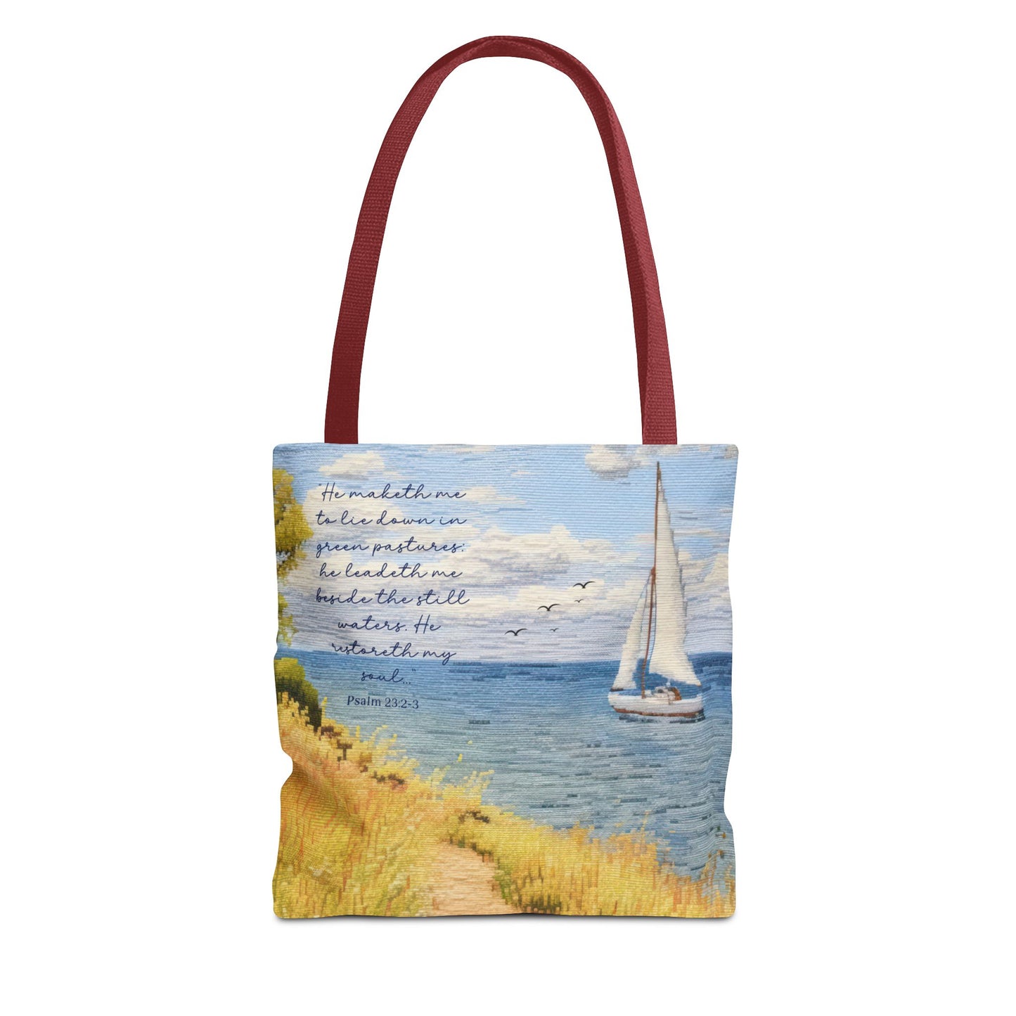 Psalm 23, Bible study tote bag, Christian tote, Weekender bag , Scripture tote , Beach tote bag, Coastal tote, Church bag, Gift for Friend.