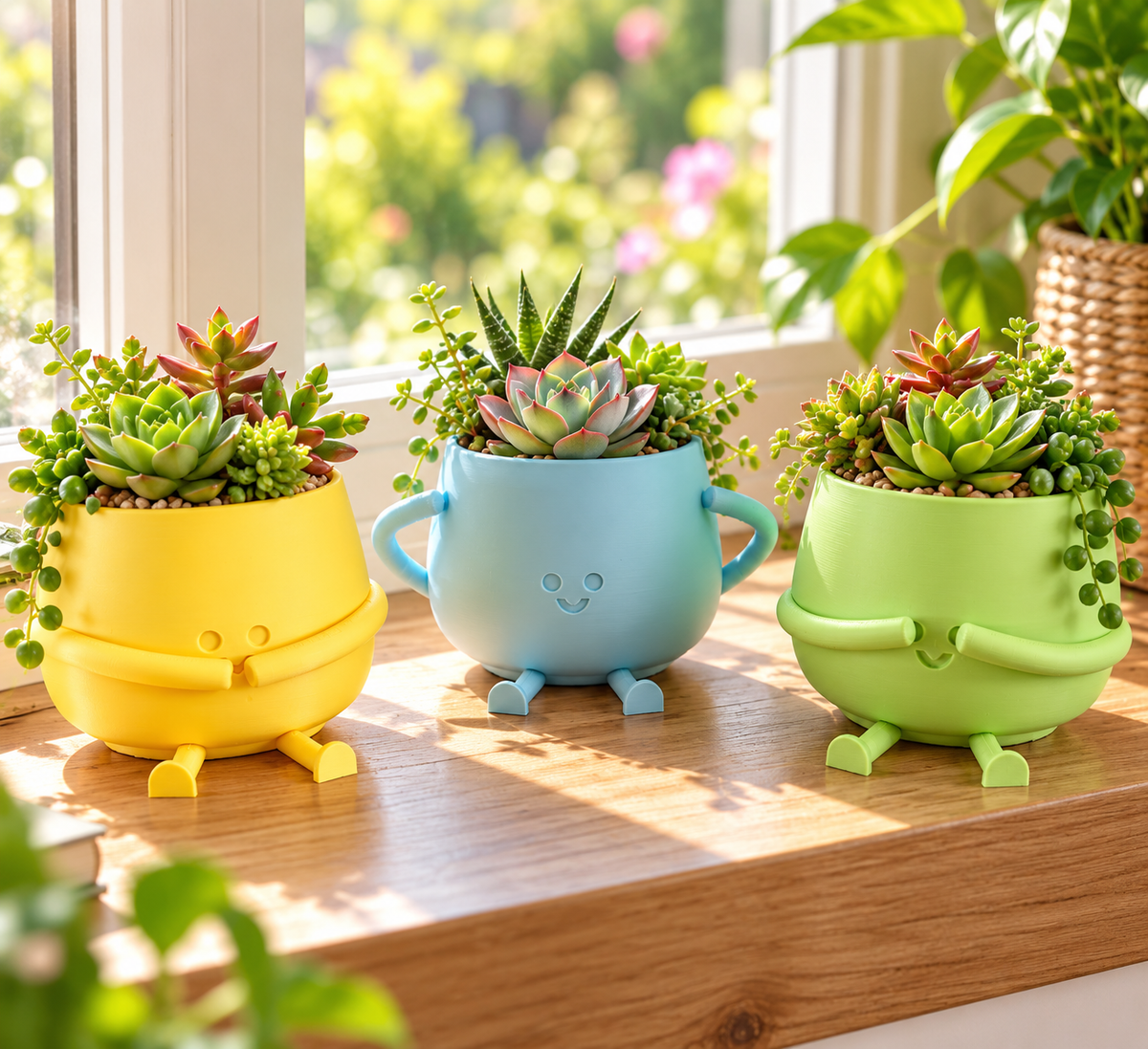 Hear No Evil See No Evil Speak No Evil Planter Set | 3D Printed Succulent Pots | Funny Plant Pots | Colorful Planters | Set of 3