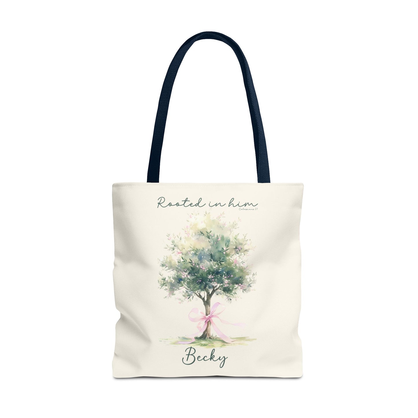 Christian tote bag, Rooted in him, Bible bag, Bible verse gift, Faith tote, Christian Girl gift, Baptism gift, Chruch bag, Scripture gift.