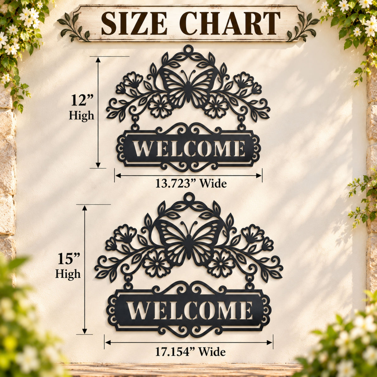 Personalized Butterfly Metal Sign, Custom Garden Sign, Floral Welcome Sign, House Number Sign, Family Name Decor, Housewarming Gift.