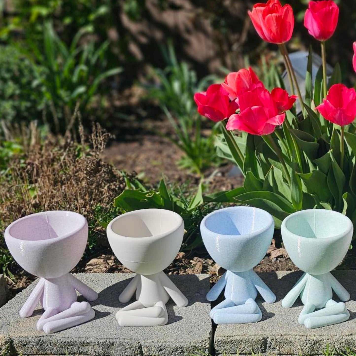 Mini Pot People Planter Set – 5” Succulent Planter Trio (Choose Your Style) Laid Back, Criss Cross, or Laying Down