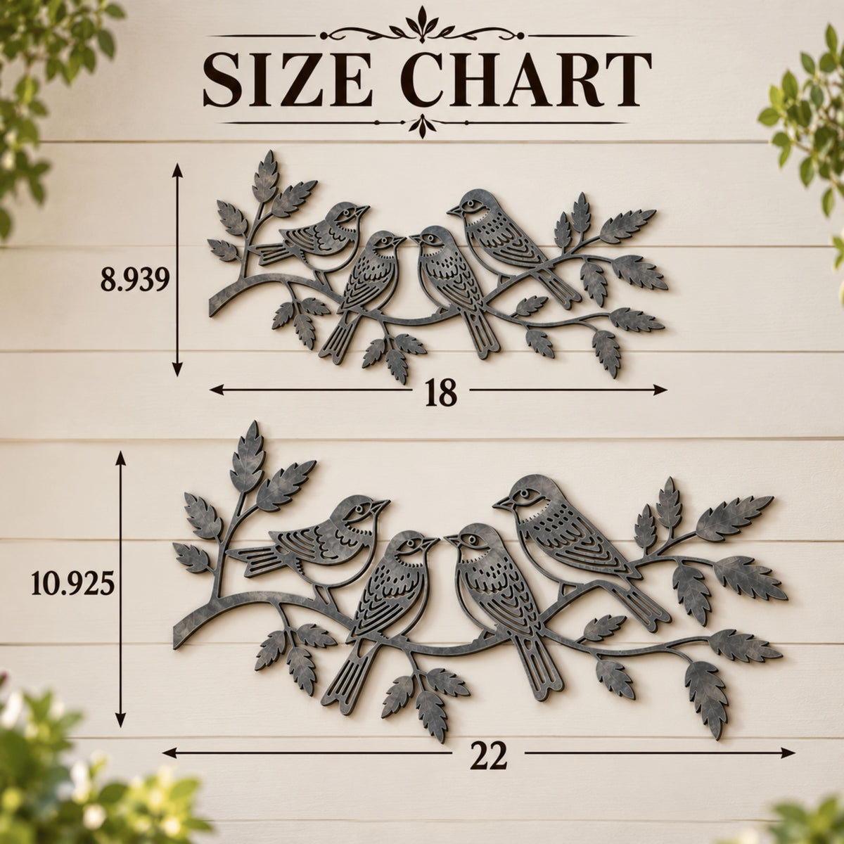 Birds on Branch Metal Art, Four Birds Metal Sign, Bird Lover Gift, Nature Inspired Wall Decor, Rustic Farmhouse Garden Decor, Nature lovers.