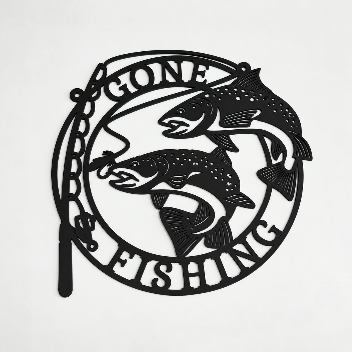 Gone Fishing Metal Wall Art | Trout Fishing Sign | Fisherman Gift | Rustic Cabin Decor | Lake House Decor | Fishing Gift for Dad
