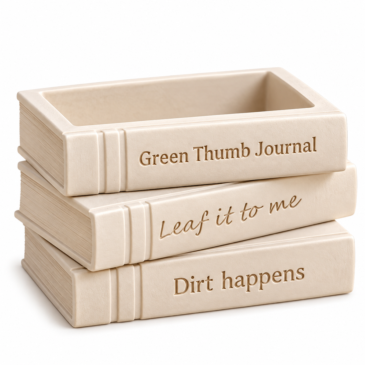 3D Printed Book Planter – Stack of Books Succulent Pot | Funny Garden Planter | Book Lover Gift | Unique Plant Decor