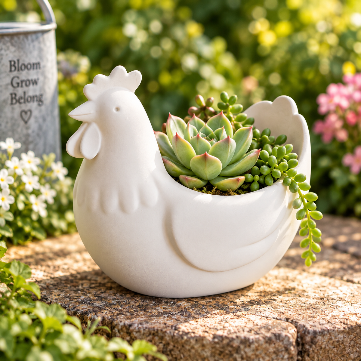 3D Printed Chicken Succulent Planter – Chicken Plant Pot | Farmhouse Garden Decor | PLA Planter | Chicken Lover Gift | Homestead Decor