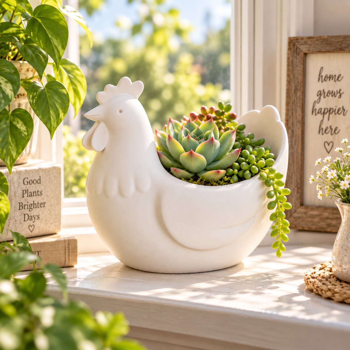 3D Printed Chicken Succulent Planter – Chicken Plant Pot | Farmhouse Garden Decor | PLA Planter | Chicken Lover Gift | Homestead Decor