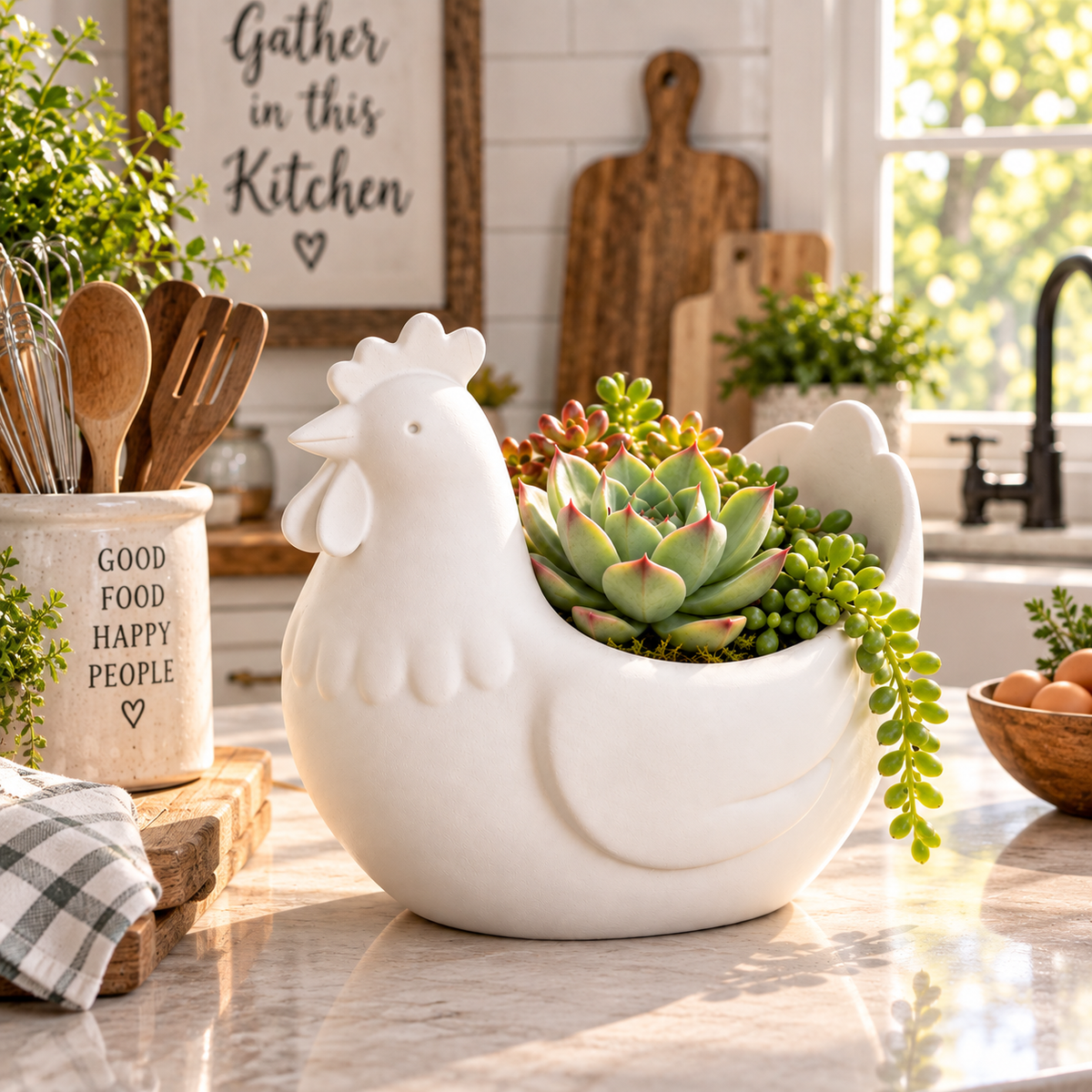 3D Printed Chicken Succulent Planter – Chicken Plant Pot | Farmhouse Garden Decor | PLA Planter | Chicken Lover Gift | Homestead Decor