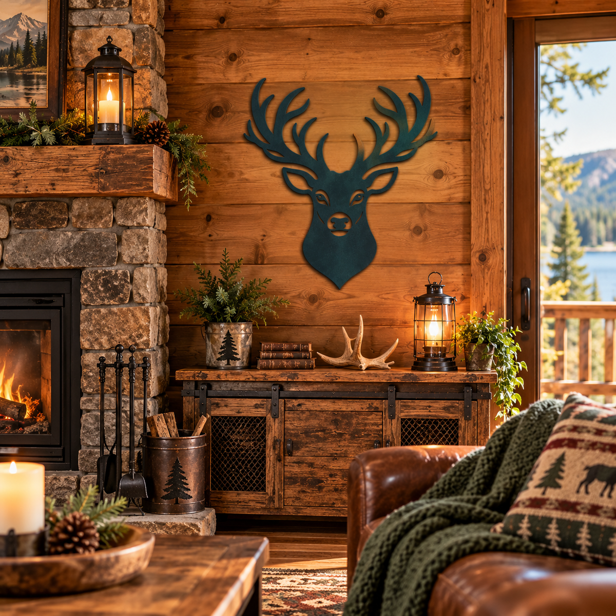 Deer Head Metal Wall Art | Rustic Buck Sign | Hunting Cabin Decor | Farmhouse Wall Decoration | Hunter Gift