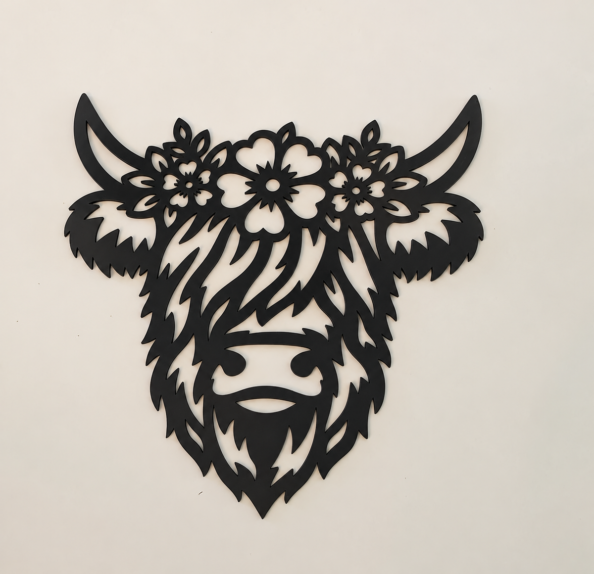 Highland Cow Metal Wall Art, Floral Cow Sign, Rustic Farmhouse Decor, Country Home Decoration, Cow Lover Gift