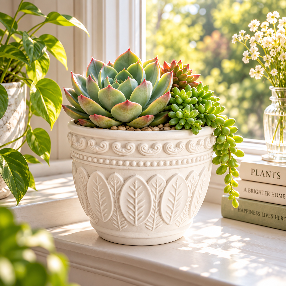3D Printed Succulent Planter – Decorative Leaf Plant Pot | Botanical PLA Planter | Indoor Plant Decor | Unique Gardener & Plant Lover Gift