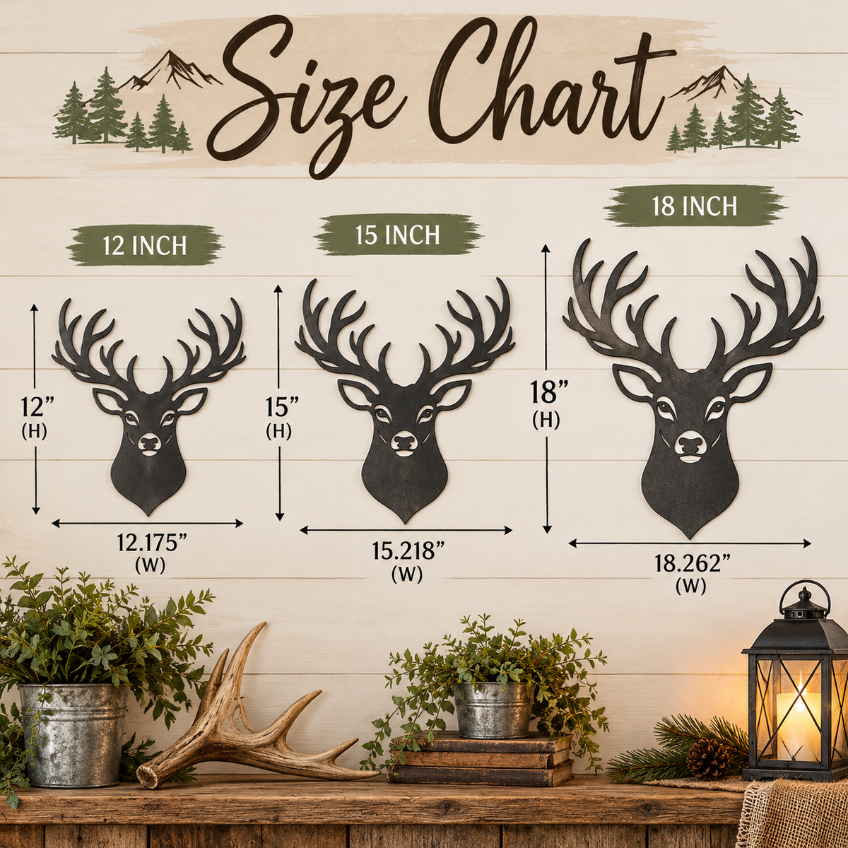 Deer Head Metal Wall Art | Rustic Buck Sign | Hunting Cabin Decor | Farmhouse Wall Decoration | Hunter Gift