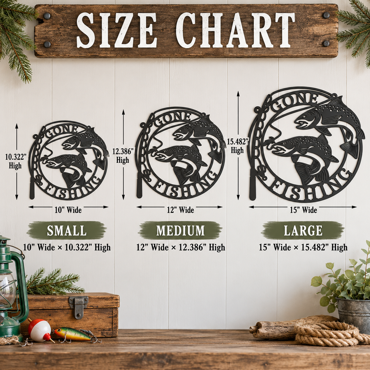 Gone Fishing Metal Wall Art | Trout Fishing Sign | Fisherman Gift | Rustic Cabin Decor | Lake House Decor | Fishing Gift for Dad