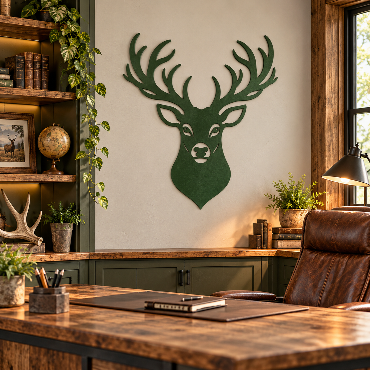 Deer Head Metal Wall Art | Rustic Buck Sign | Hunting Cabin Decor | Farmhouse Wall Decoration | Hunter Gift
