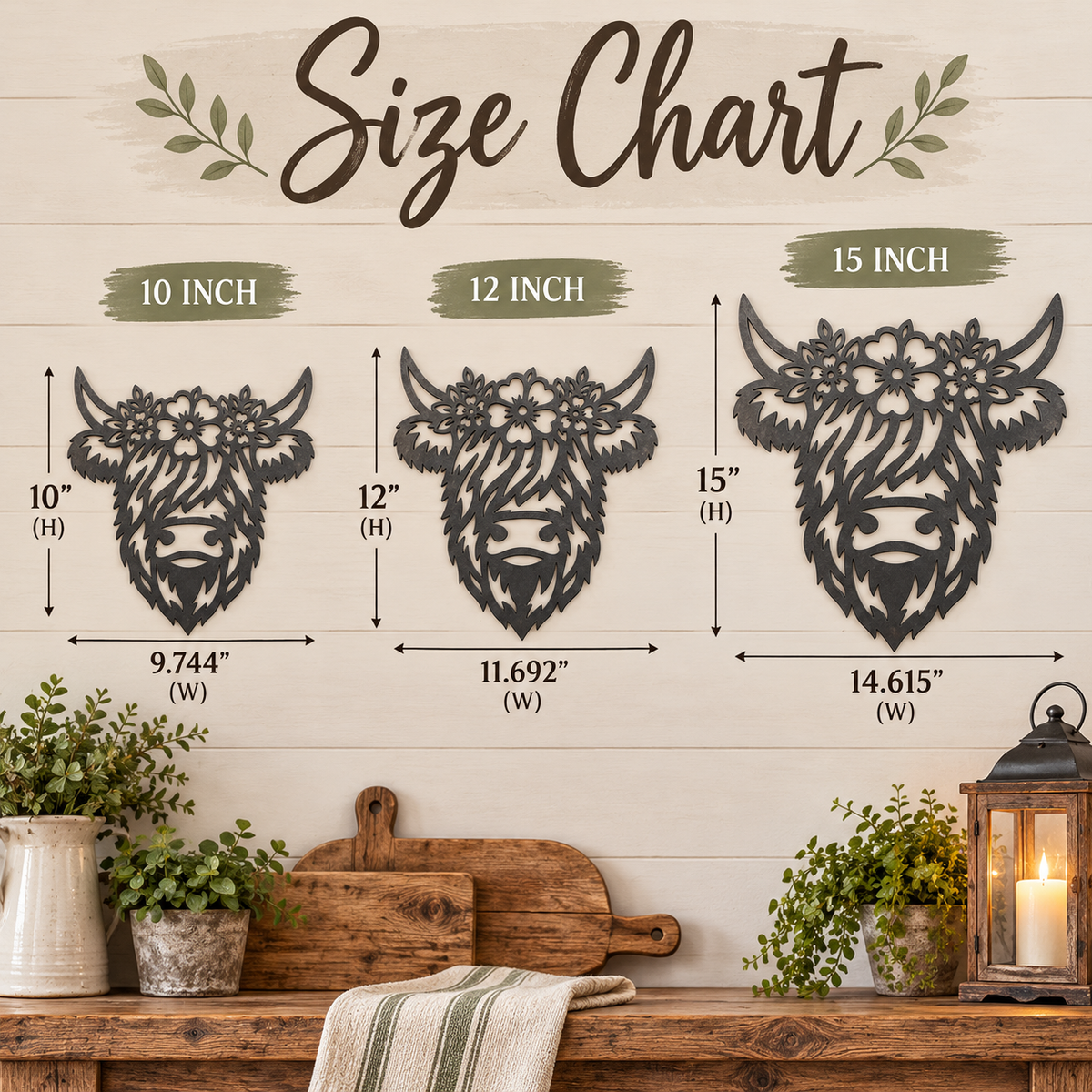 Highland Cow Metal Wall Art, Floral Cow Sign, Rustic Farmhouse Decor, Country Home Decoration, Cow Lover Gift
