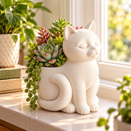 3D Printed Cat Succulent Planter – Cute Kitty Plant Pot | PLA Cat Planter | Cat Lover Gift | Small Indoor Planter | Desk & Window Decor