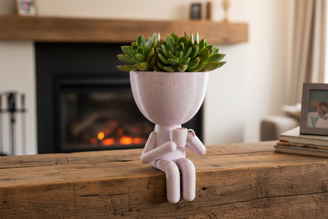 Mini Pot People Planters – 5” Succulent Planter, Book Reader, Coffee Drinker, or Phone User – PLA &amp; PETG Options