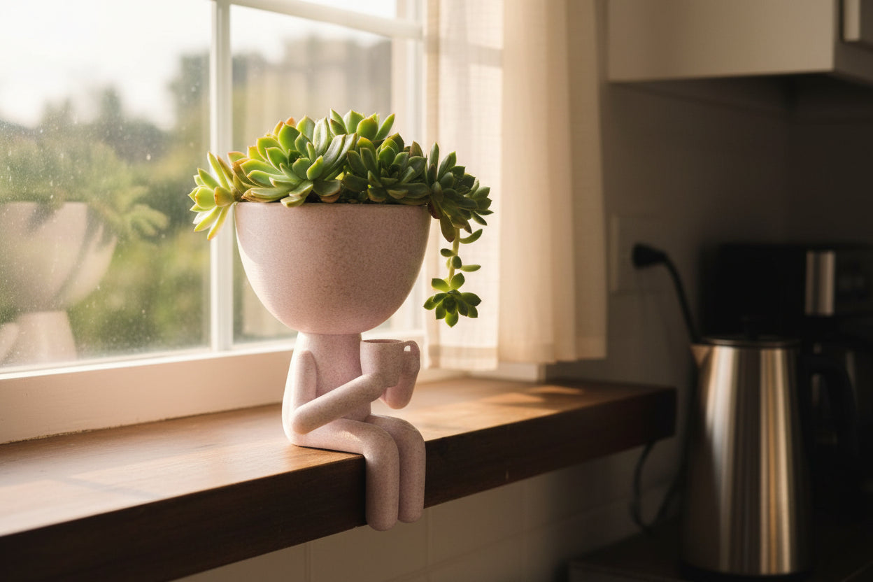 Mini Pot People Planters – 5” Succulent Planter, Book Reader, Coffee Drinker, or Phone User – PLA &amp; PETG Options