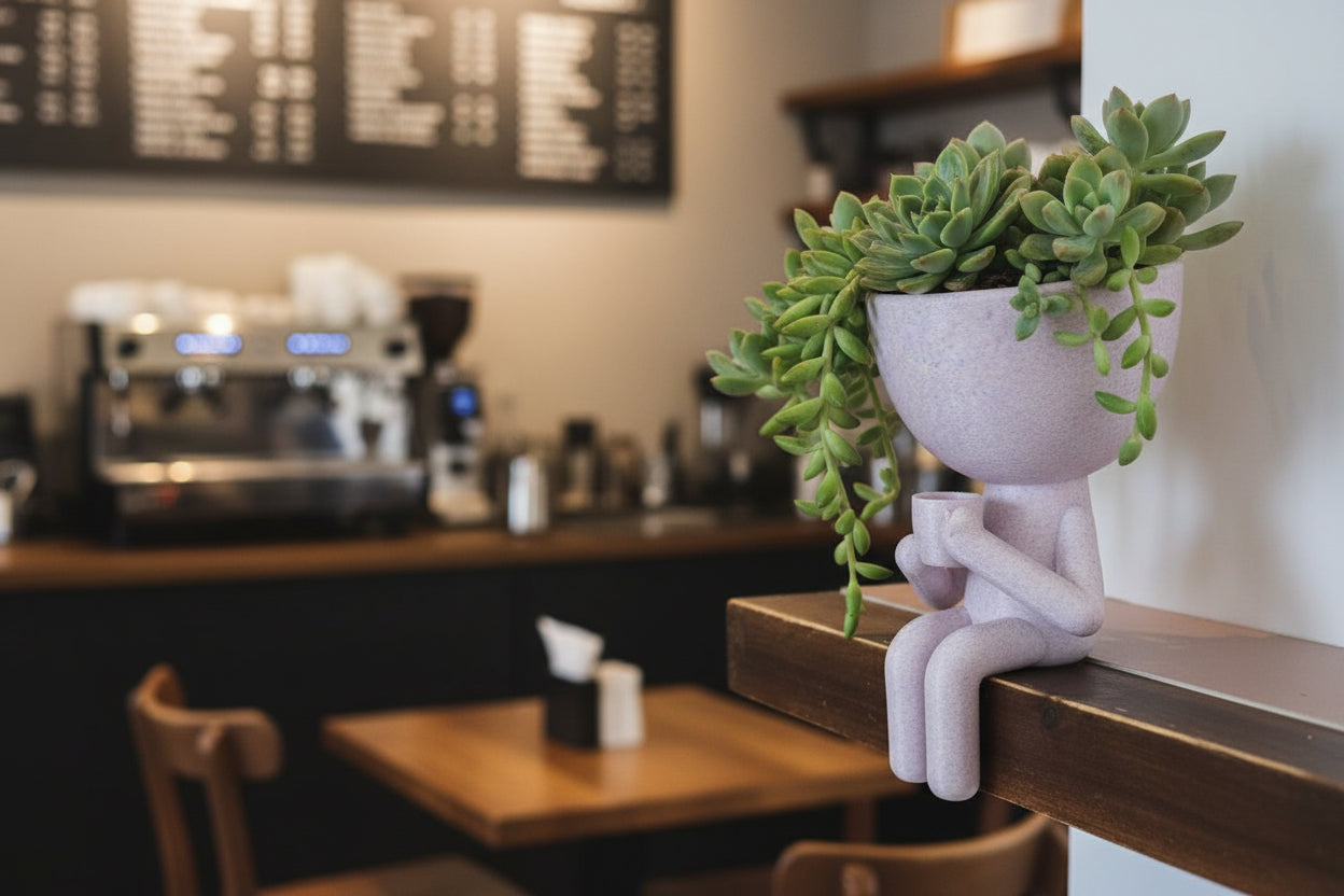 Mini Pot People Planters – 5” Succulent Planter, Book Reader, Coffee Drinker, or Phone User – PLA &amp; PETG Options
