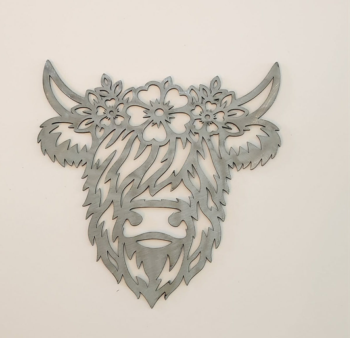 Highland Cow Metal Wall Art, Floral Cow Sign, Rustic Farmhouse Decor, Country Home Decoration, Cow Lover Gift