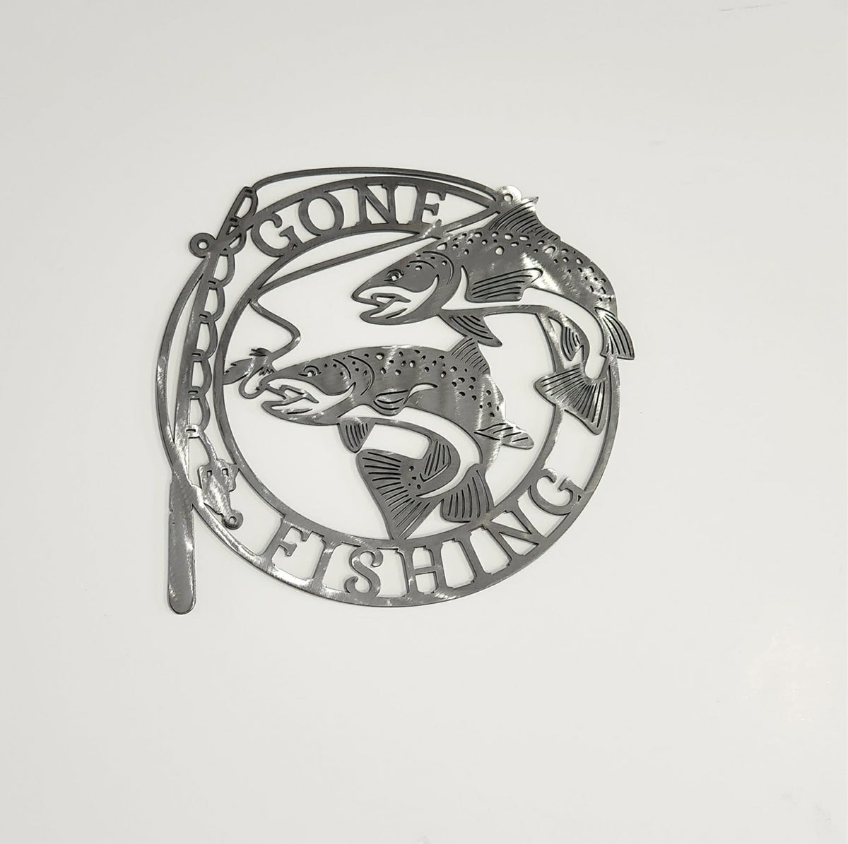 Gone Fishing Metal Wall Art | Trout Fishing Sign | Fisherman Gift | Rustic Cabin Decor | Lake House Decor | Fishing Gift for Dad