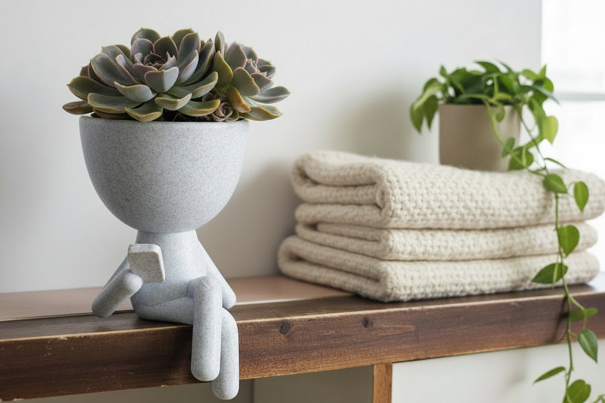 Mini Pot People Planters – 5” Succulent Planter, Book Reader, Coffee Drinker, or Phone User – PLA &amp; PETG Options